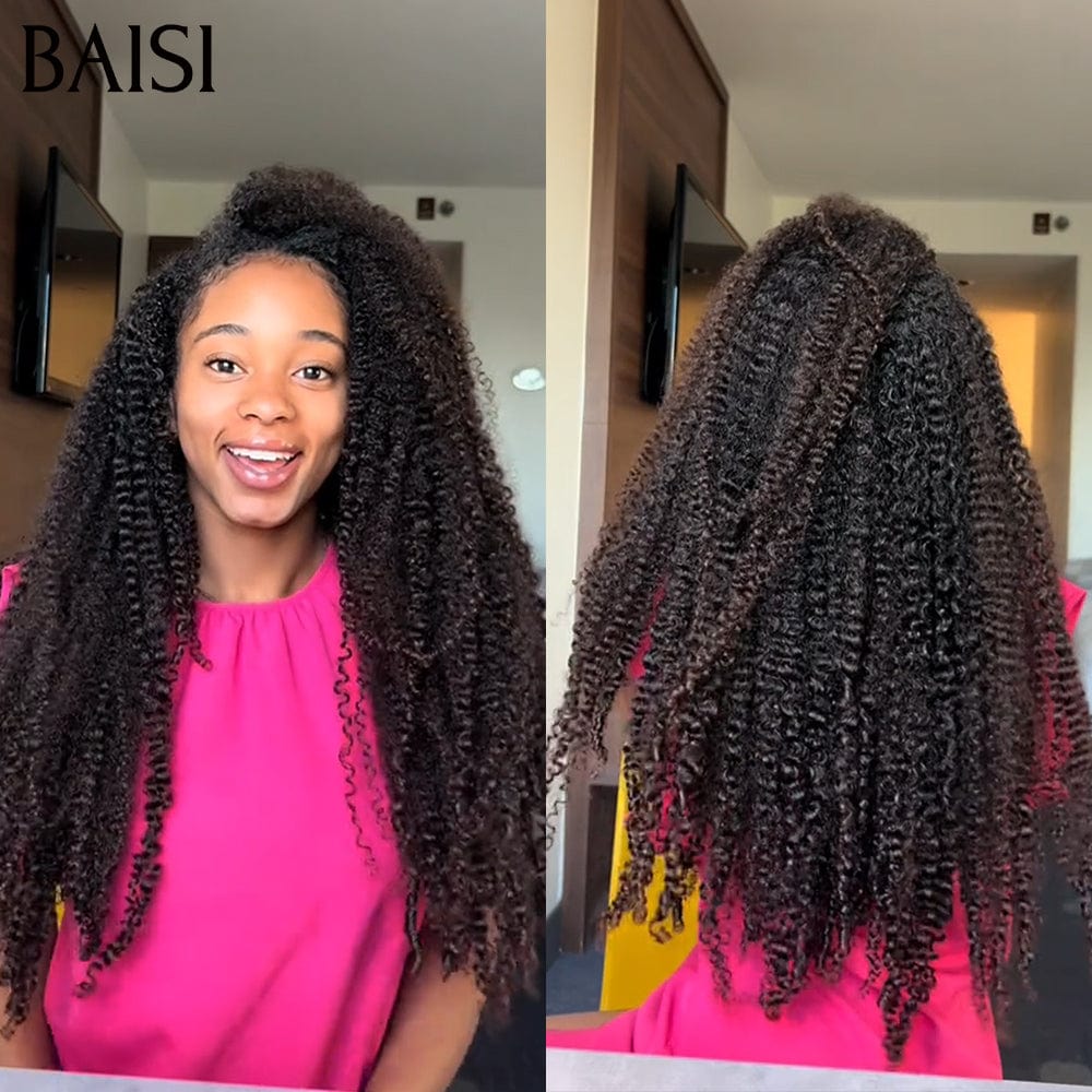 BAISI  13x4 Vietnam Hair 250% densité Kinky Deep Wave avec frontale Perruque de luxe haute de gamme plus de 20 ans d' utilisations