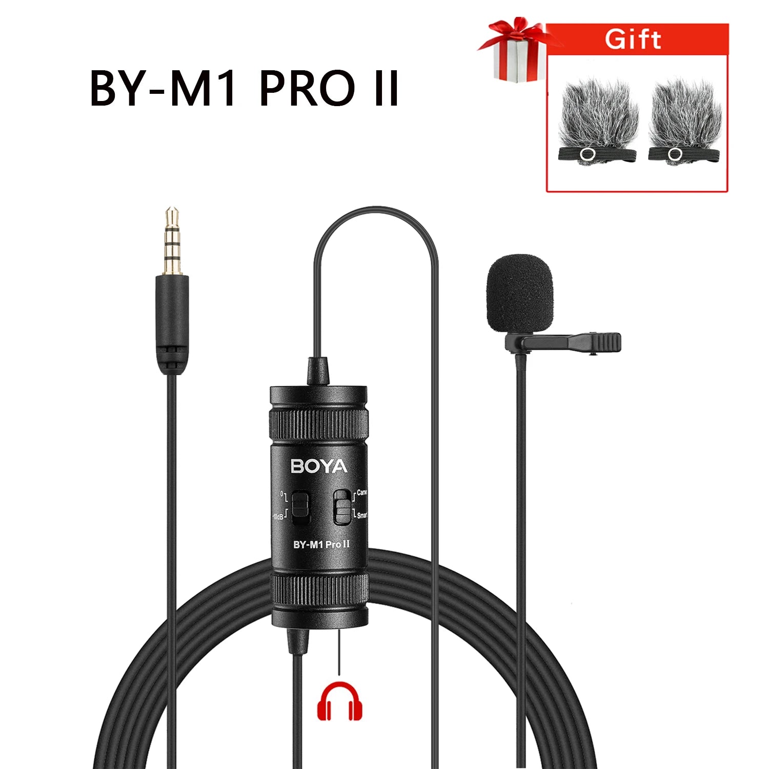 BOYA BY-M1 PRO/BY-M1 PRO II 3.5mm TRRS Wired Lavalier Lapel Microphone for Smartphone and PC