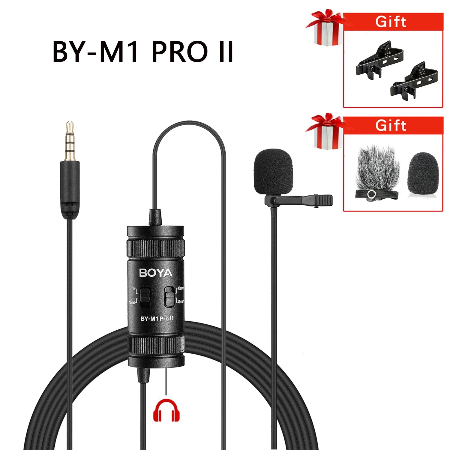 BOYA BY-M1 PRO/BY-M1 PRO II 3.5mm TRRS Wired Lavalier Lapel Microphone for Smartphone and PC