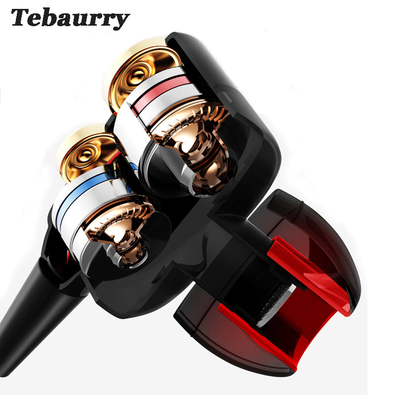 Tebaurry Double Unit Drive In Ear Earphone Bass Subwoofer Earphone for phone DJ mp3 Sport