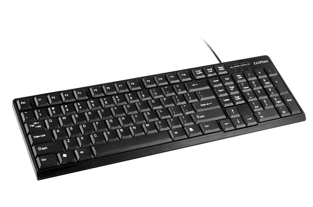 CLiPtec KLASSIC USB STANDARD KEYBOARD (SPILL-RESISTANT DESIGN) - Black