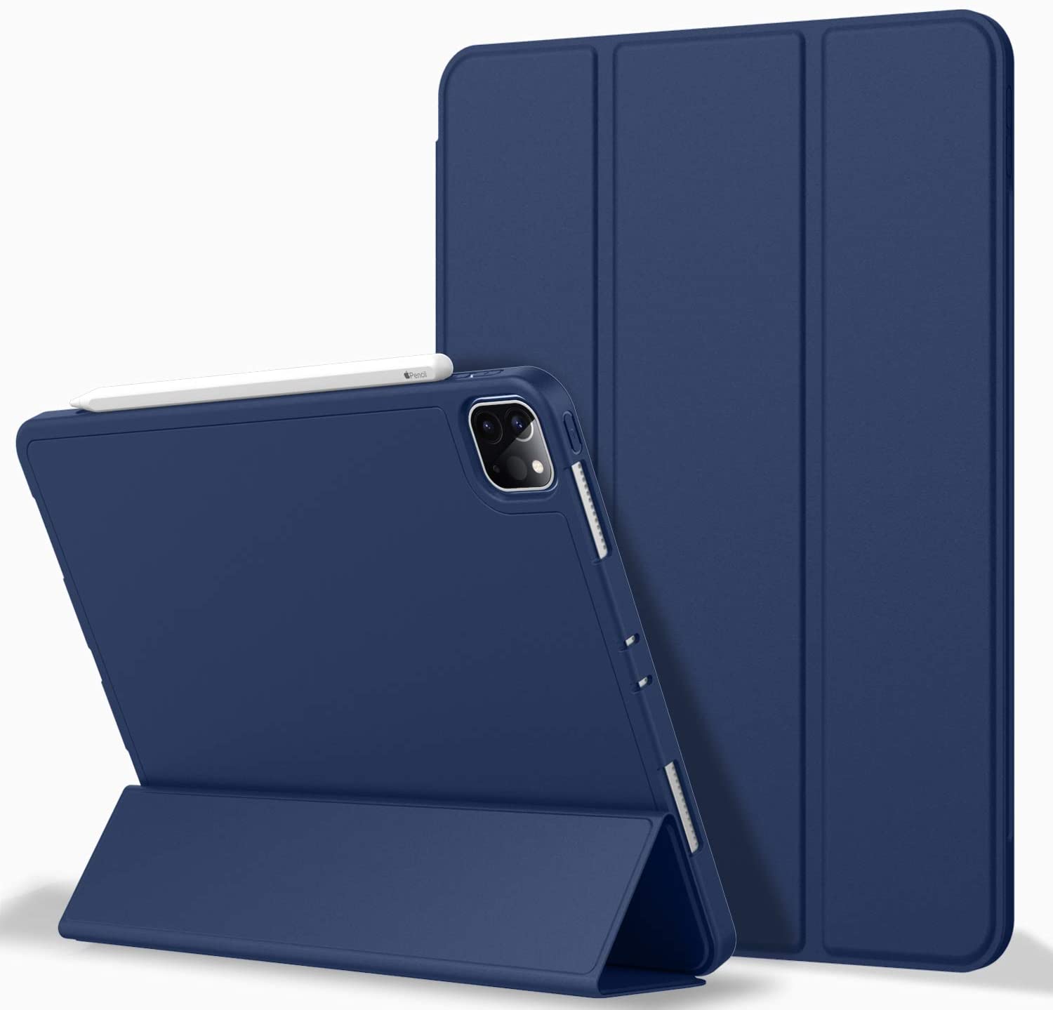 iPad Pro 11 Inch 2020 Soft Tpu Smart Premium Case Auto Sleep Wake Stand Cover Pencil holder navy blue