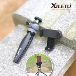 XILETU XS20 Mini Tabletop Tripod Desktop Holder Stand with Clip and Ball Head for Smartphone DSLR Camera