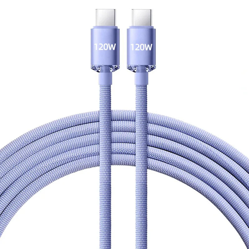 120W 6A Type C To Type C Cable For iPhone 15 Pro Max PD Fast Charge USB C Data Cord For Samsung Xiaomi Quick Charging Cables