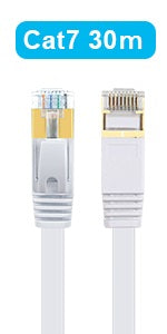 10m Ethernet Cable Flat - TBMax Cat6 High Speed Gigabit LAN Network Cable Long - OFC -RJ45 UTP Internet Patch Cable for Computer,PS5,Modem,Router,TV - Compatible with Cat5e Cat6a Cat7, White