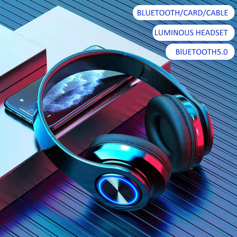 Wireless Light emitting Headset Bluetooth Headset Subwoofer Stereo Pluggable -CE01046-Veeddydropshipping