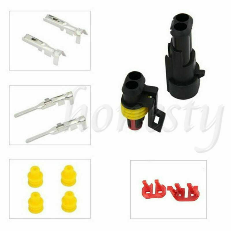 1 Set 2 PIN Way Sealed Waterproof Electrical Wire Connector Plug Car Auto