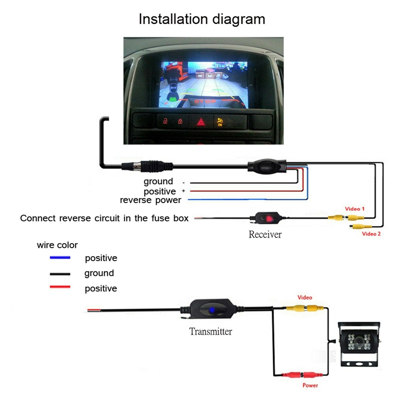 Wireless Universal 4 LED HD Backup CDD Camera Parking License Plate Camera CN