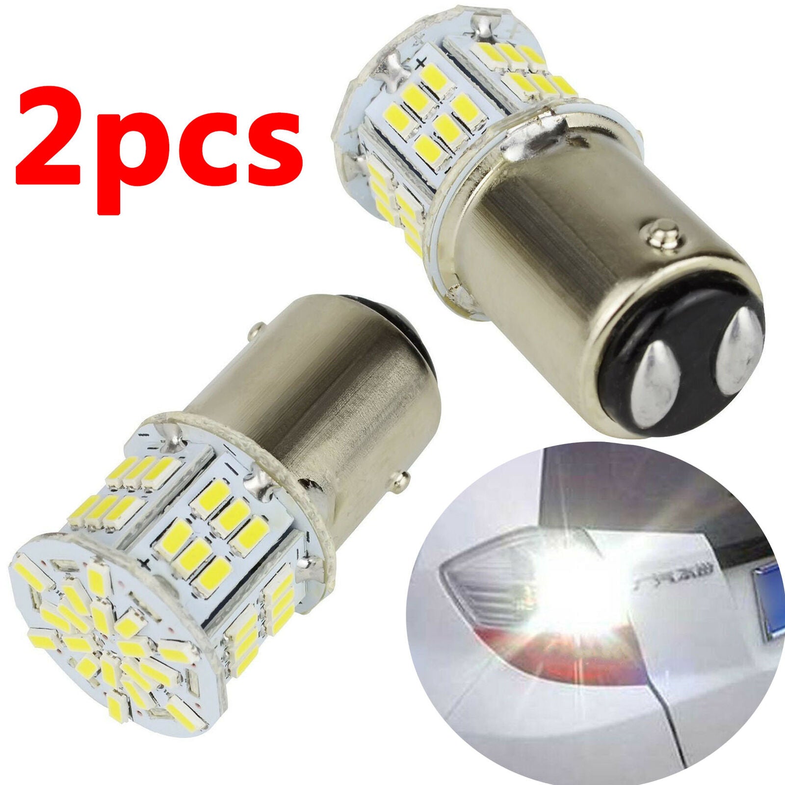 Safego 2x 54 SMD 3014 Lamp 1157 BAY15D LED Bulb 6000K 12V Car Reverse Rear Turn