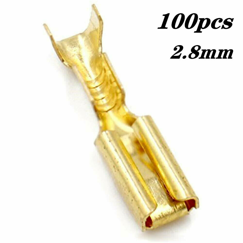 100PCS Female Spade Quick Splice Crimp Terminals 2.8mm Connector Non Insulated