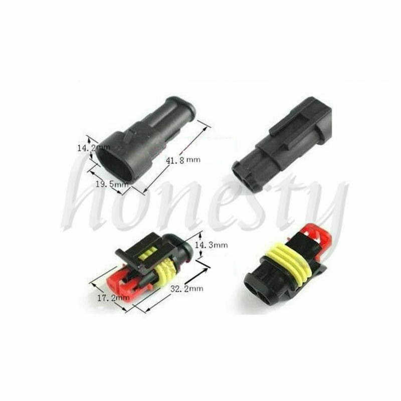 1 Set 2 PIN Way Sealed Waterproof Electrical Wire Connector Plug Car Auto