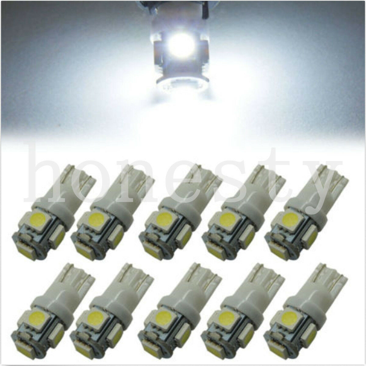 100Pcs Super White T10 Wedge 5-SMD 5050 LED Light bulbs W5W 2825 158 192 168 194