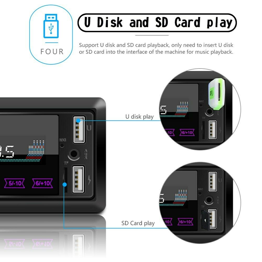 Single DIN Touch Screen HD Car Stereo In Dash MP3 Player Bluetooth FM USB Radio/