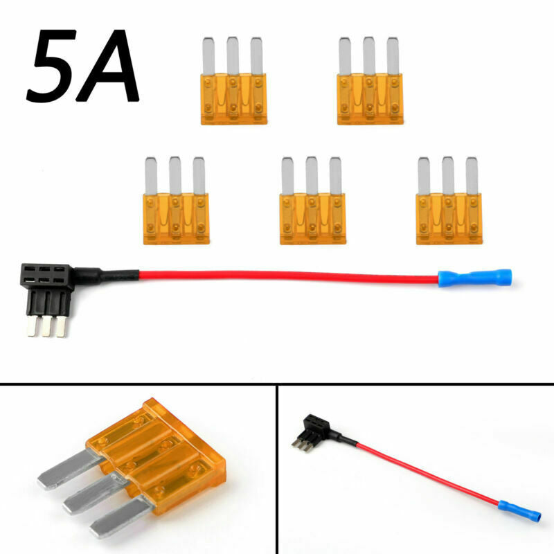 1 × Micro3 Fuse Automotive ATL 3 Prong Blade Fuse Holder + 5 × 5A Micro3 Fuse SP