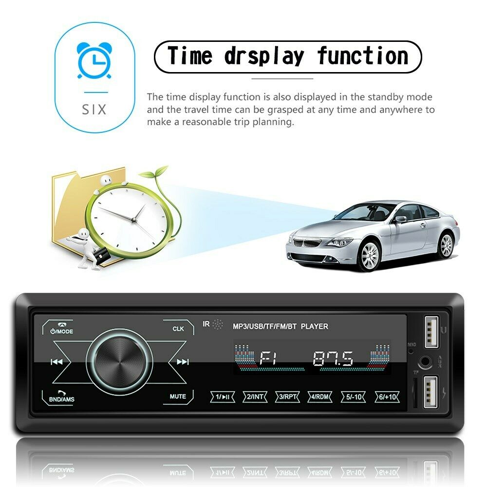 Single DIN Touch Screen HD Car Stereo In Dash MP3 Player Bluetooth FM USB Radio/