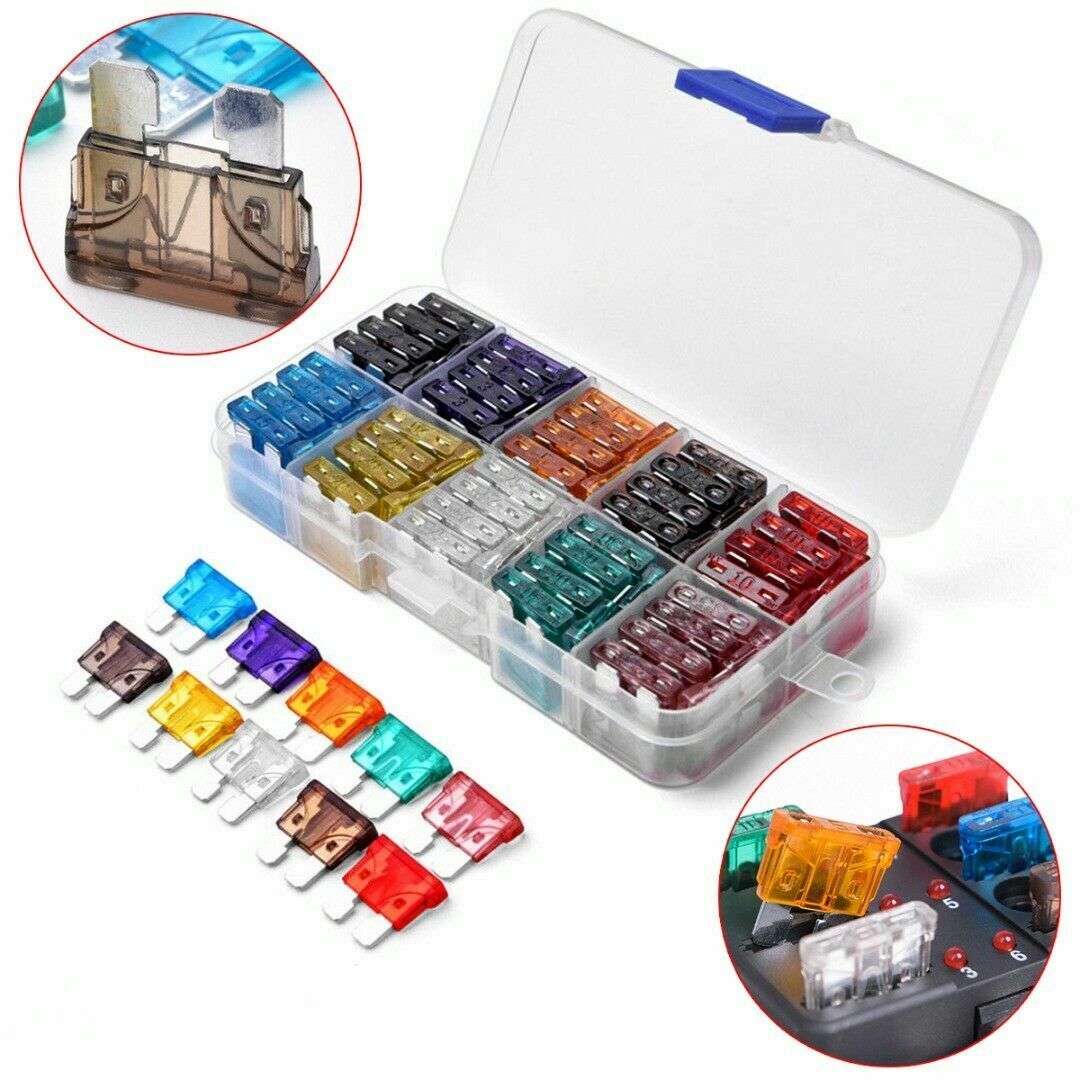 Standard Auto Car Assorted Blade Fuse Sets Assortment Kits 2A-35A Box 100Pcs