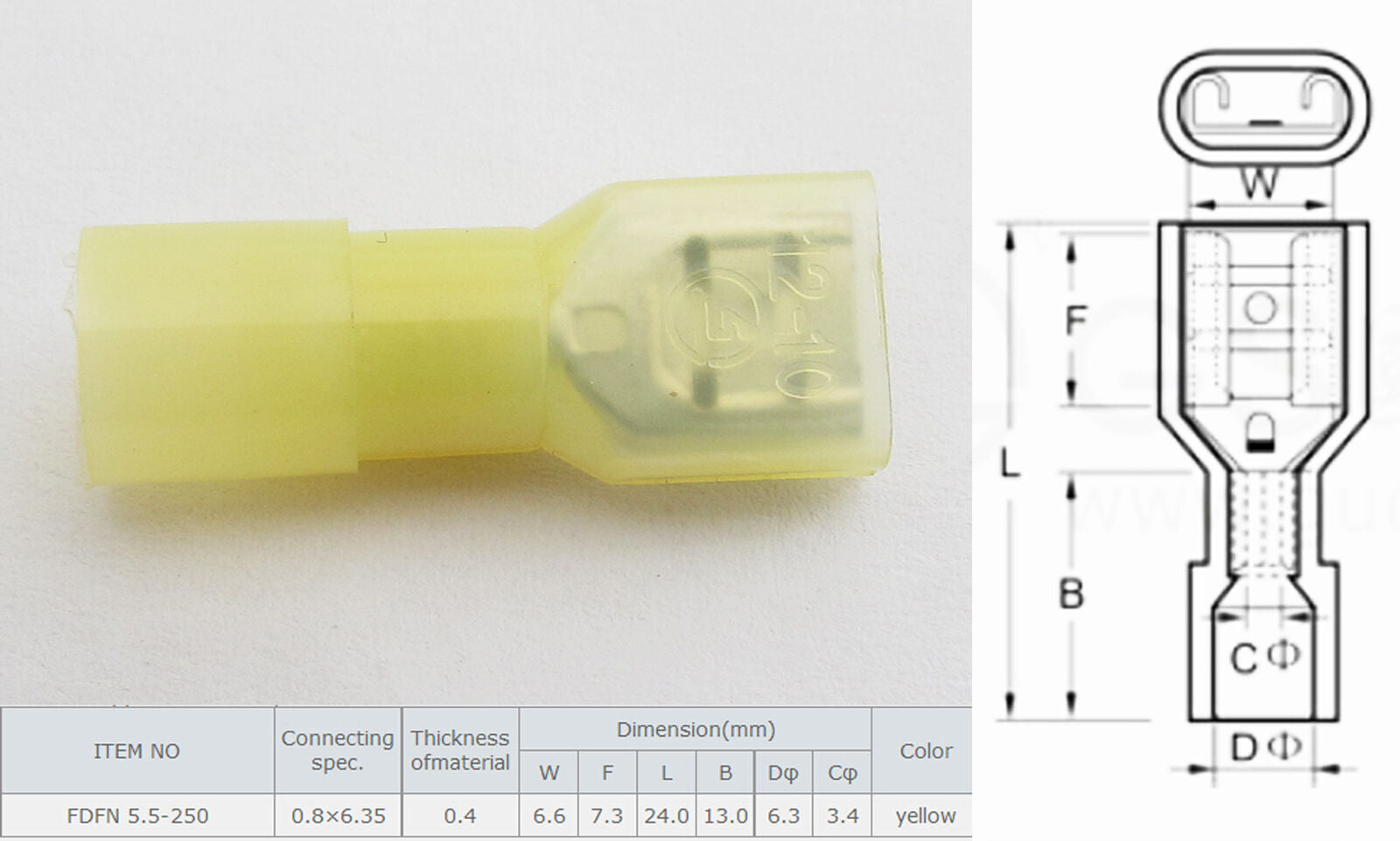 100Pcs RV1.25-5S Insulated Crimp Terminal, Ring Spade Wire Connector AWG22-16