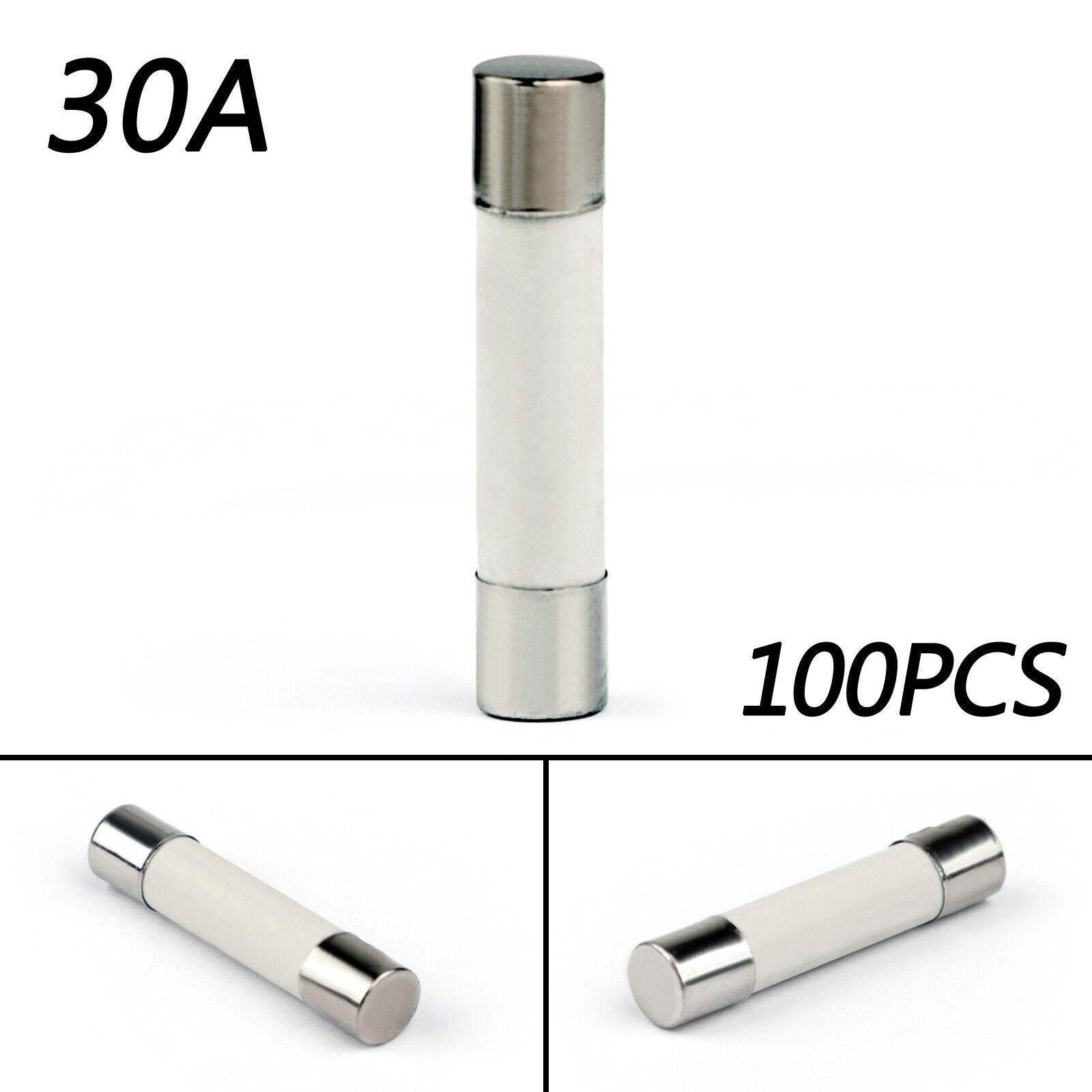 100Pcs 6x30mm 30Amp 30A 250V Ceramic Fuse Tube Fast Blow Fuse CN